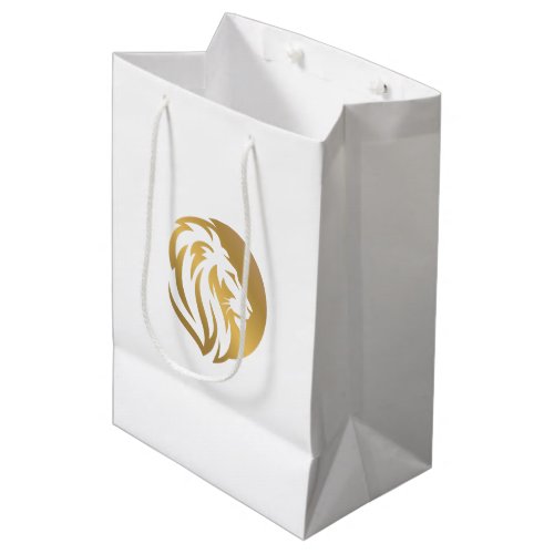 Simple Gold Lion Leo Logo Medium Gift Bag
