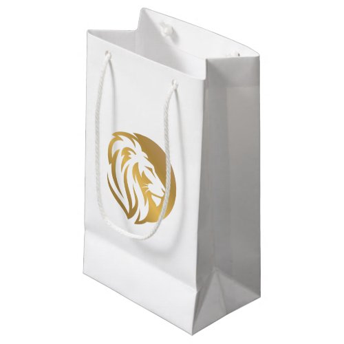 Simple Gold Lion Leo Logo Small Gift Bag