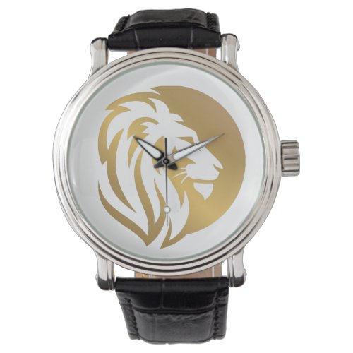 Simple Gold Lion Leo Logo Watch