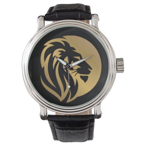 Simple Gold Lion Leo Logo Watch