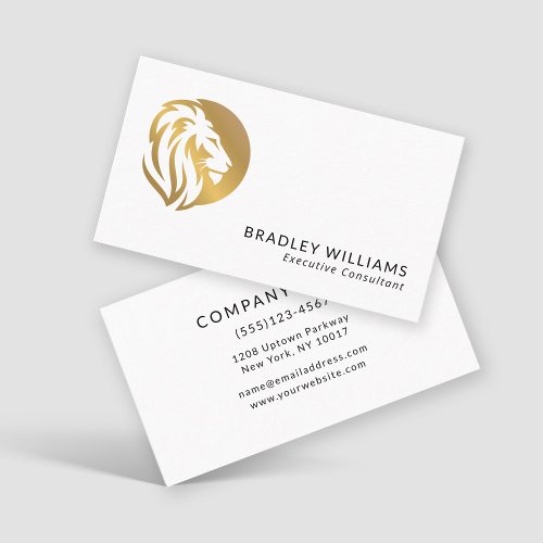 Simple Gold Lion Logo Business Card