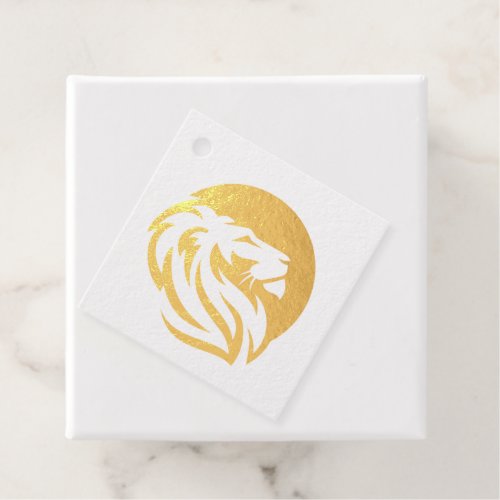 Simple Gold Lion Logo Simple Foil Favor Tags