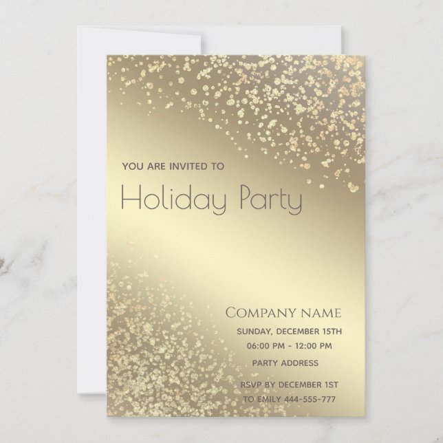 Simple gold lux dazzle corporate Holiday party  Invitation (Front)