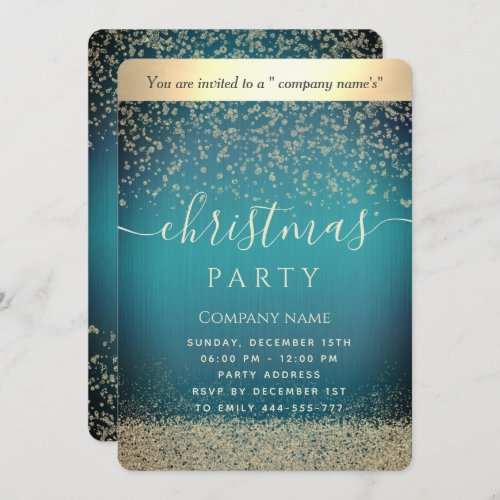 Simple gold  luxury corporate Christmas party  Inv Invitation
