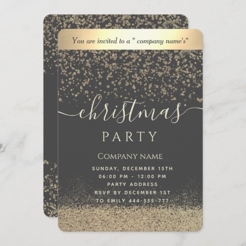 Simple gold  luxury corporate Christmas party  Invitation