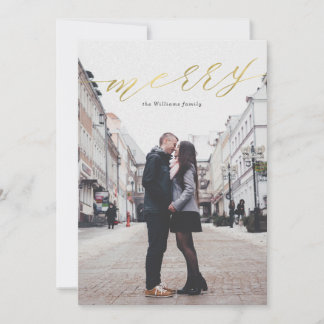 Simple Gold Merry Christmas Photo Cards