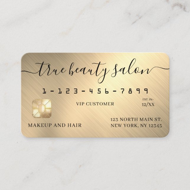 Simple Gold Metallic Signature Script Credit Card (Front)