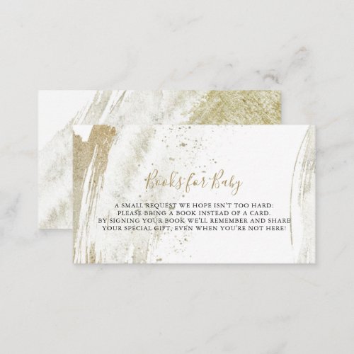 Simple Gold Minimalist Baby Shower Book Request Enclosure Card