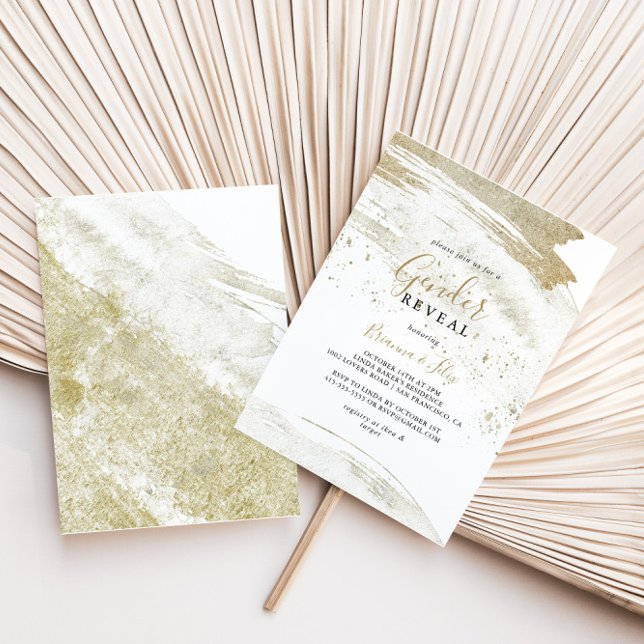 Simple Gold Minimalist Gender Reveal Party Invitation (Creator Uploaded)