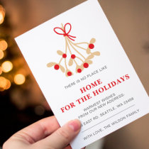 Simple Gold Mistletoe New Home Holiday Moving Card