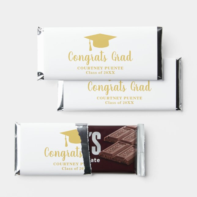 Simple Gold Modern Graduation Hershey Bar Favors (Front)