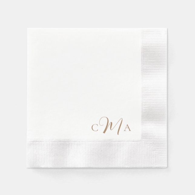 Simple Gold Monogram Combo Font Wedding Cocktail  Napkins (Front)