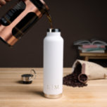 Simple Gold Monogram Elegant Minimalist Modern Water Bottle<br><div class="desc">Simple gold and white water bottle featuring a modern yet elegant design with your two letter monogram in a classic serif font.  A minimalist design that comes across as chic and stylish.</div>