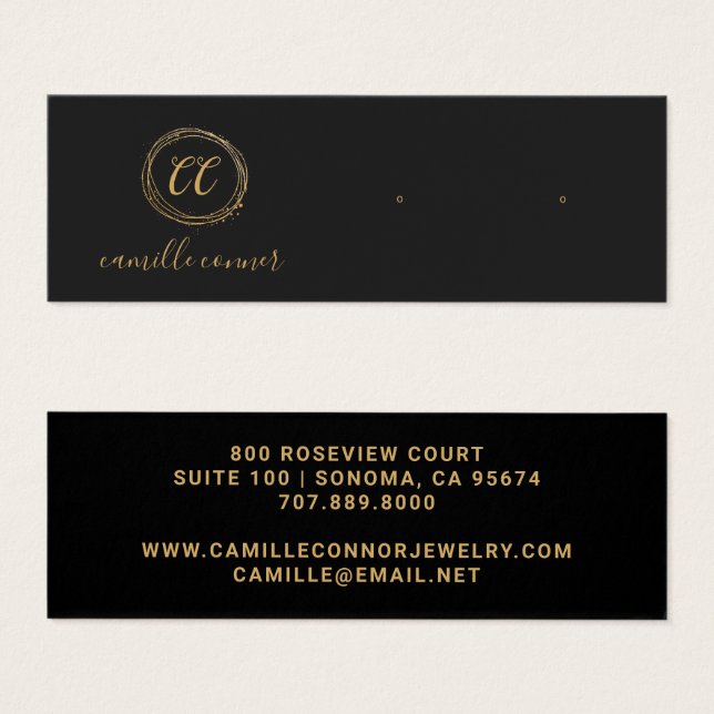 Simple Gold Monogram Jewelry Designer Stud Earring (Front & Back)