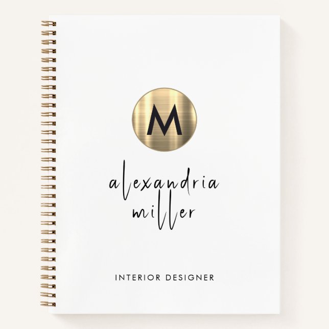 Simple Gold Monogram Notebook (Front)