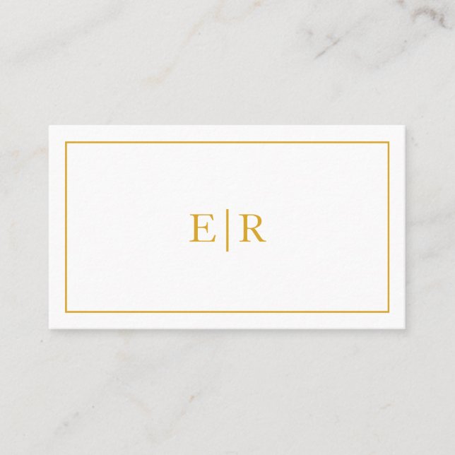 Simple Gold Monogram Professional Elegant Business Card (Front)
