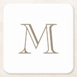 Simple Gold Monogram  Square Paper Coaster<br><div class="desc">Gold monogram White Paper Coaster. Wedding.</div>