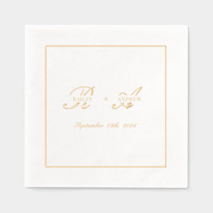 Simple Gold Monogram Wedding Foil Napkins