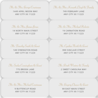 Simple Gold Name Wedding Guest Address Labels