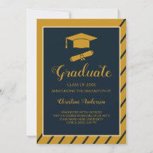 Simple gold navy grad cap chic stylish graduation 