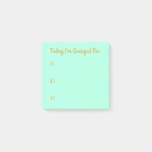 Simple Gold On Light Turquoise Gratitude  Post-it Notes