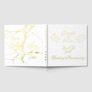 Simple Gold on White 50th Wedding Anniversary Foil Guest Book