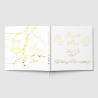 Simple Gold on White 50th Wedding Anniversary | Foil Guest Book