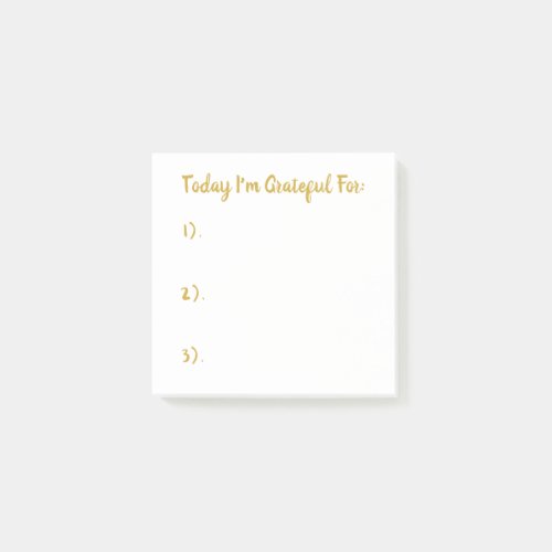 Simple Gold On White Gratitude Post-it Notes