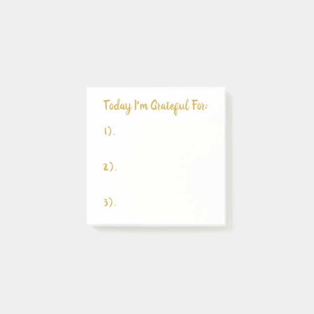 Simple Gold On White Gratitude Post-it Notes (Front)
