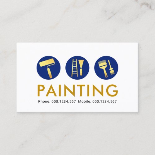 Simple Gold Painting Brush Icons Business Card