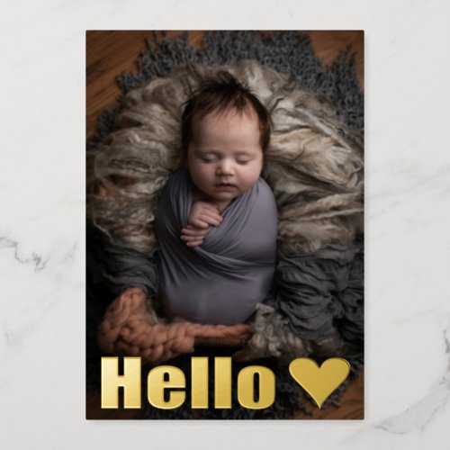 Simple Gold Photo Collage Hello Baby Announcement
