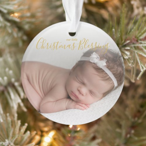 Simple Gold Photo First Christmas Elegant Baby Ornament