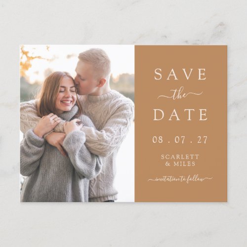 Simple Gold Photo Save The Date Wedding Announceme Announcement Postcard