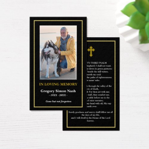 Simple Gold Photo Sympathy Funeral Card