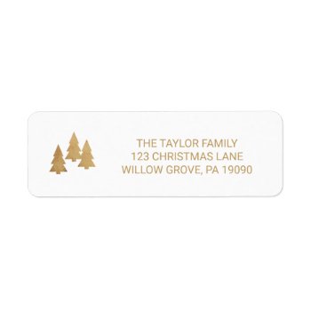 Simple Gold Pine Tree Christmas Label by ChristmasPaperCo at Zazzle