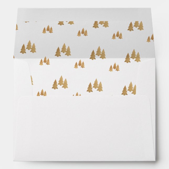 Simple Gold Pine Tree Pattern Christmas Envelope (Back (Bottom))