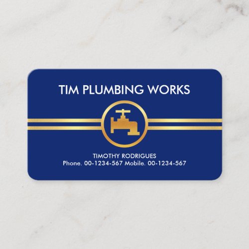 Simple Gold Plumbing Lines Business Card