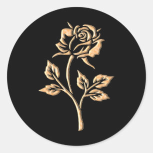Simple Gold Rose Classic Round Sticker