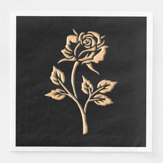 Simple Gold Rose Paper Dinner Napkins (Front)