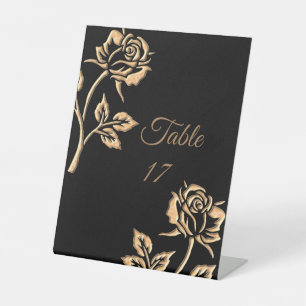 Simple Gold Rose Pedestal Sign