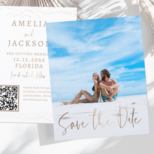Simple Gold Save the Date Budget Photo 