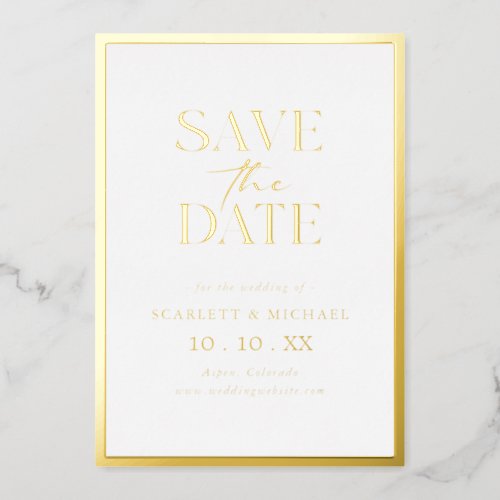 Simple Gold Save The Date Foil Invitation