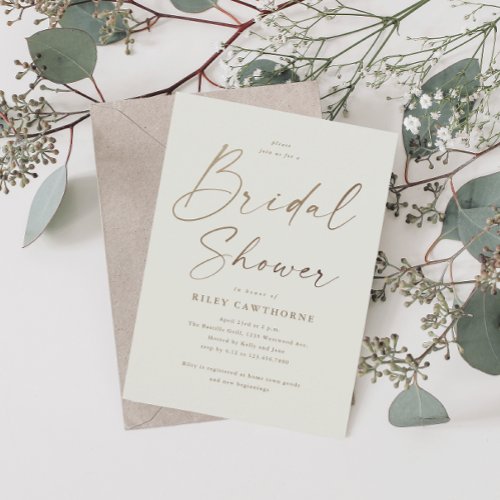 Simple Gold Script Bridal Shower Magnetic Invitation