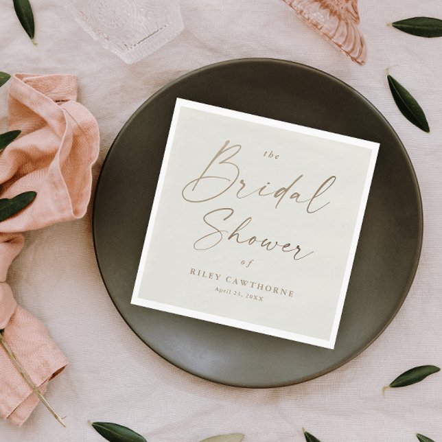 Simple Gold Script Bridal Shower Napkins (Creator Uploaded)