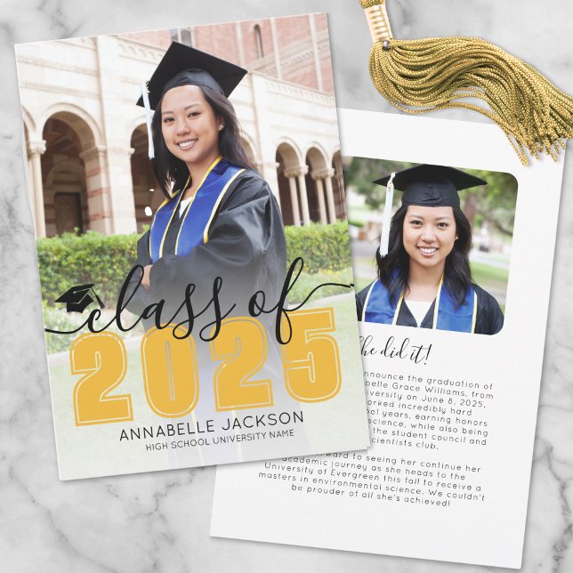 Simple Gold Script Graduate Photo Graduation Announcement (Simple Gold Script Graduate Photo Graduation Announcement)