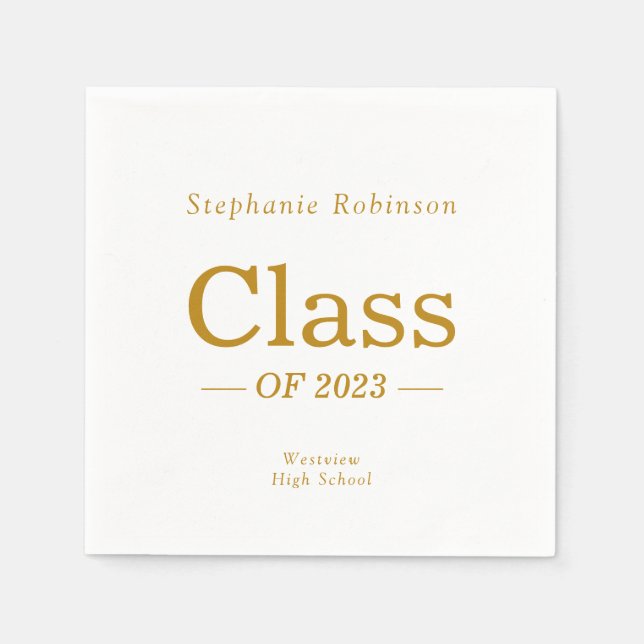 Simple Gold Script Graduation Party Napkins (Front)