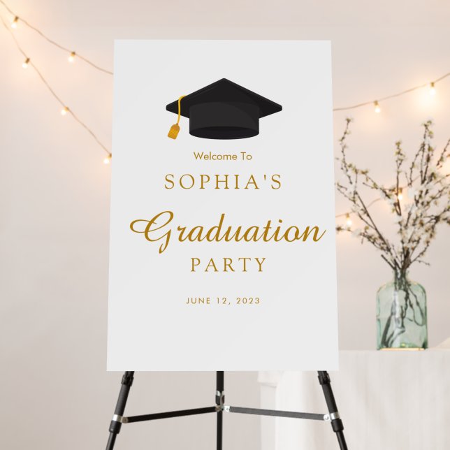 Simple Gold Script Graduation Party Welcome Sign (In Situ (Stand))
