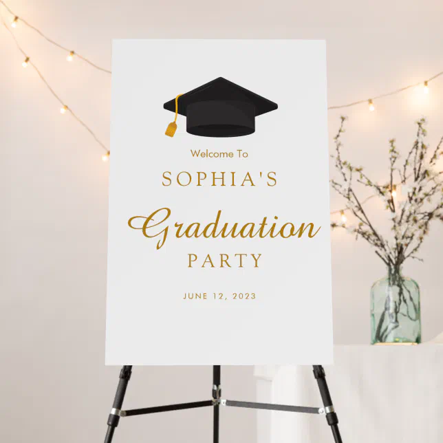 Simple Gold Script Graduation Party Welcome Sign | Zazzle
