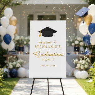 Simple Gold Script Graduation Party Welcome Sign