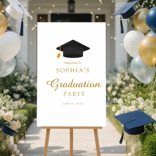 Simple Gold Script Graduation Party Welcome Sign (Creator Uploaded)